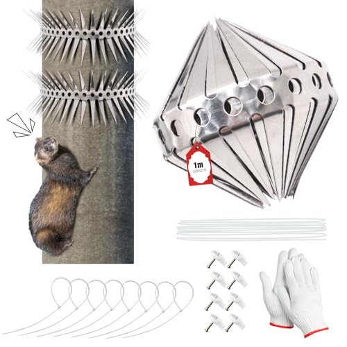 JUNUNDJING Ceinture Anti Chats 100cm pour Arbre et Gouttière, Bande Anti Fouine en Acier Inoxydable, Dispositif Anti Martres Ratons Laveurs pour Grenier, Arbre et Maison, Peut Être Découpé