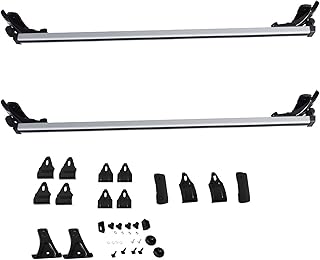 Universal 48 330LB Car Top Roof Cross Bar equipaje Portaequipajes Portaequipajes con 3 tipos de abrazadera plata
