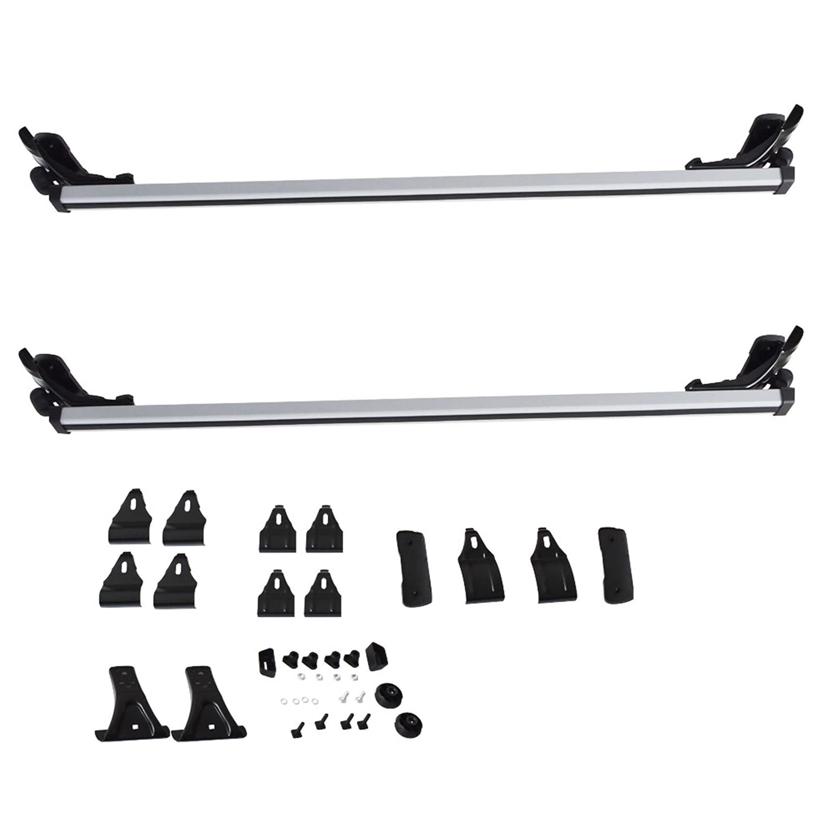 Universal 48 330LB Car Top Roof Cross Bar Luggage Cargo Carrier Rack w/ 3 Kinds Clamp Silver