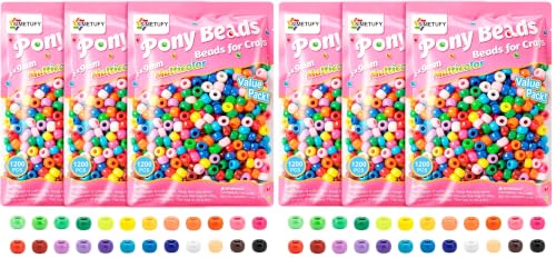 Image of 3600Pcs Pony Beads Bulk, 24 Assorted Colors Rainbow Plastic Beads (Pack of 2)