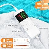 BOMOVA Electric Heated Blanket Single Throw (130x160cm,Teal)-Flannels Fleece Winter Warm Blanket,10-Level Heating & 5 Auto Timer,Cozy Sofa Throw for Home Office,Xmas House Warming New Home Gifts - Image 2