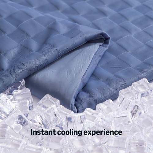 Image of Amazon Basics Cooling Comforter, Soft Lightweight Waffle Weave Blanket for Hot Sleepers, Summer & All Season Bedding to Keep Cool for Night Sweats, 68 inchx90 inch, Twin, Blue
