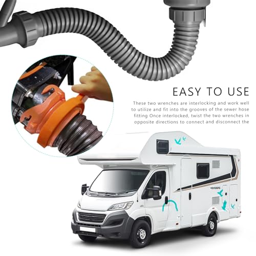 Image of 2 PCS RV Sewer Hose Wrench, Multi-Purpose Camper Sewer Hose Fitting Wrenches, Universal Spanner Wrench Fits Most 3 inch & 4 inch Male /Female RV Cleanout Plug, Car Accessories
