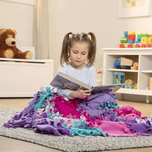 Image of Melissa & Doug Created by Me! Flower Fleece Quilt No-Sew Craft Kit (48 squares, 4 feet x 5 feet)