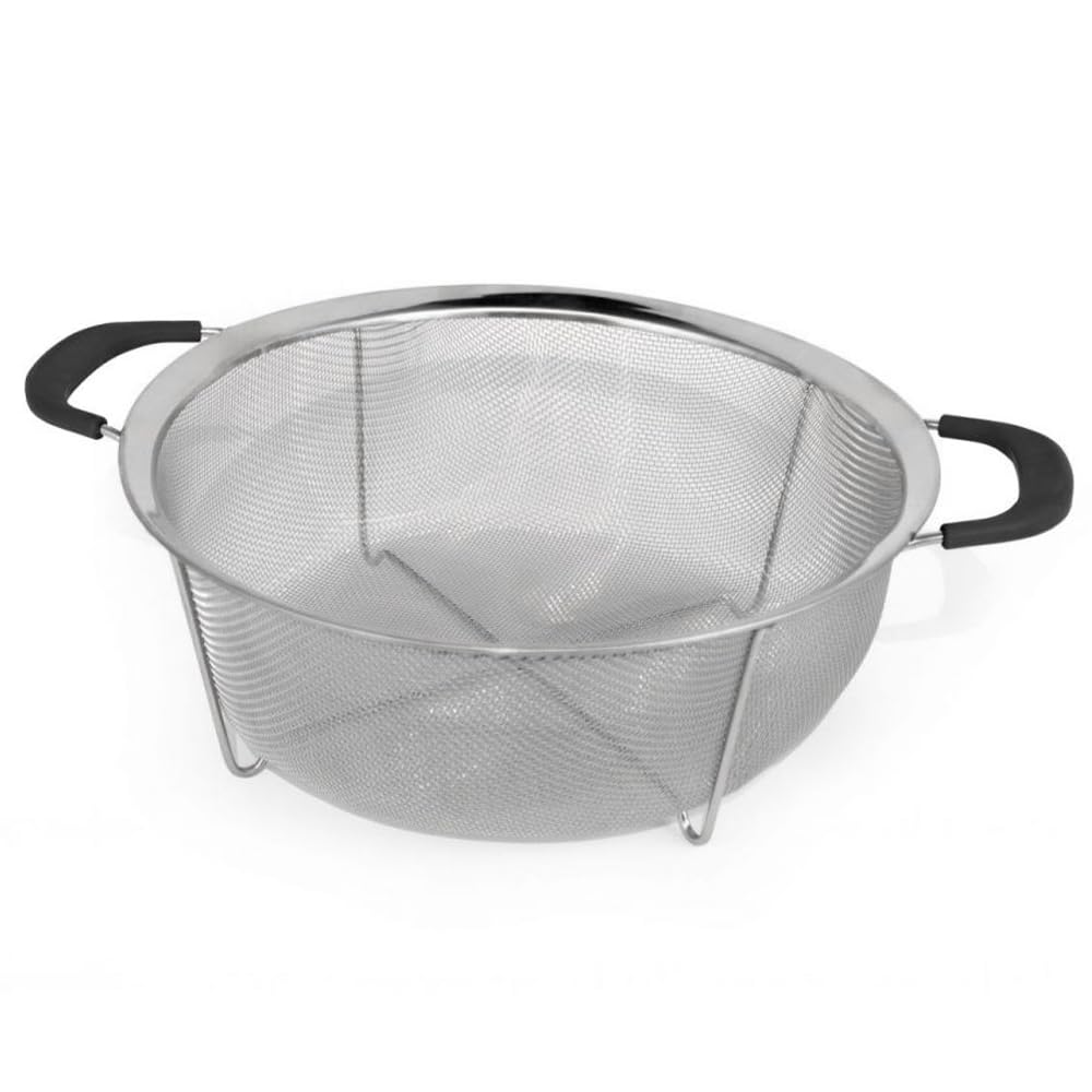MGE - Colador de Cocina con Pie - Escurridor de Acero Inoxidable - Colador Microperforado Verduras - Escurridor Pasta - Coladores de Cocina Acero Inoxidable - 28,5 cm