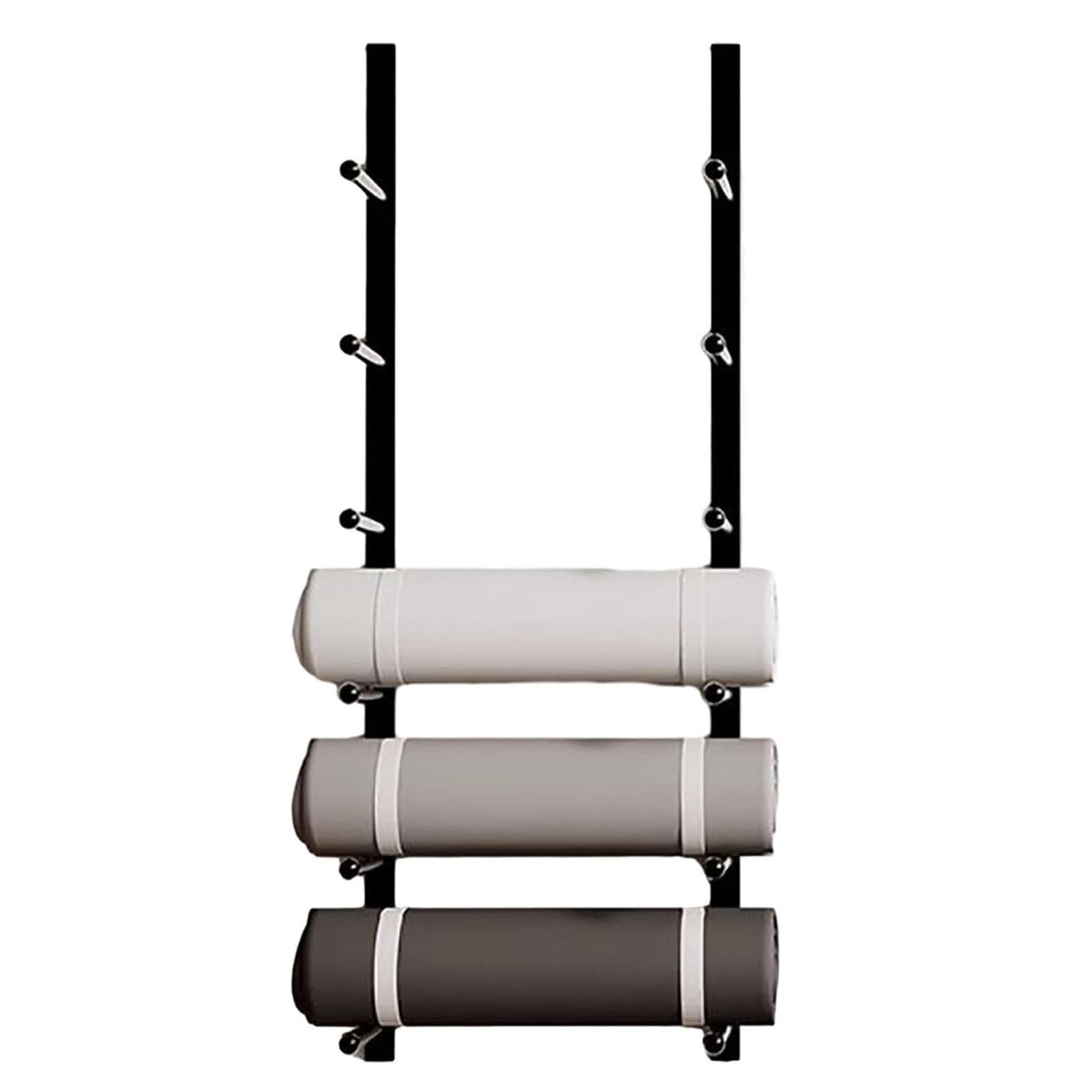 Générique 6 Lagen Yoga-Mattenhalter, Wandhalterung aus Metall für Schaumstoffrollen, hängende Yoga-Mattenhalterung für Home-Gym-Übungen, platzsparend(Schwarz)