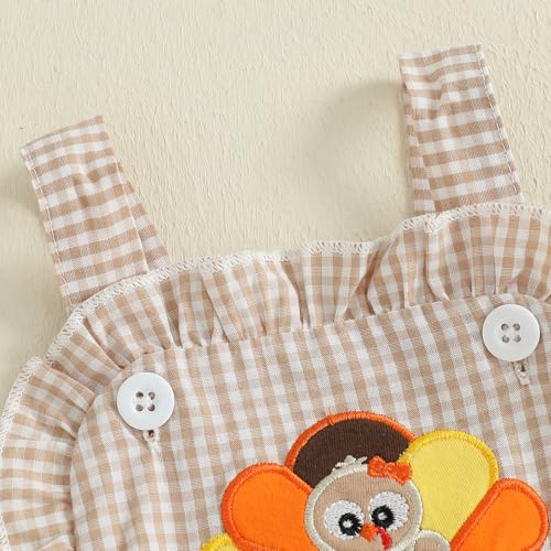 Baby Girl Thanksgiving Outfit Toddler Turkey Romper Sleeveless One Piece Jumpsuit Fall Clothe Suspender Pants4