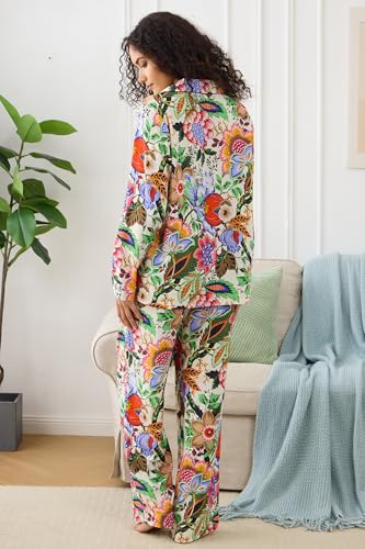 Image of YiNi LuLu Womens Pajamas Set 2 Piece Long Sleeve Sleepwear Button Down Pjs Lounge Set Nightwear with Pockets