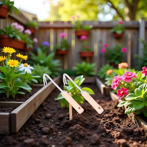 Utensilio de jardinería Gancho para raíces Bonsai acero inoxidable 2 pzas miniatura 3