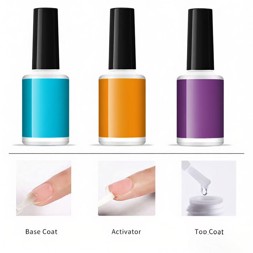 Kit di polvere per unghie Dipping Set glitter nail art francesi con base top coat Attivatore Non Lampada LED necessaria