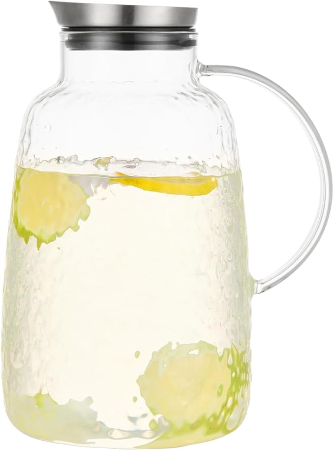 Purefold Glass Pitcher, 105oz Water Large Pitcher with Lid, Heat Resistant Borosilicate Jug for Iced Tea, Juice, Milk, Cold or Hot Beveragesr Easy Clean