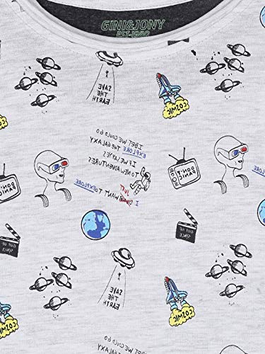 Image of Gini & Jony Boys' Grey T-Shirt | Cotton /Knit | Roundneck | Hand-wash | Regular Fit
