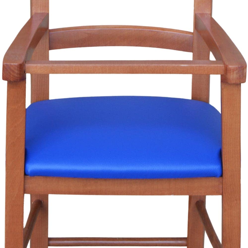 okaffarefatto zimbardi costanza Seggiolone in legno ciliegio con seduta imbottita in similpelle blu