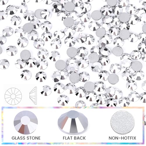 Image of SS12 Silver Rhinestones - 1440pcs Non-Hotfix Glass Nail Gems for Crafts, Makeup Bags & DIY Decoration
