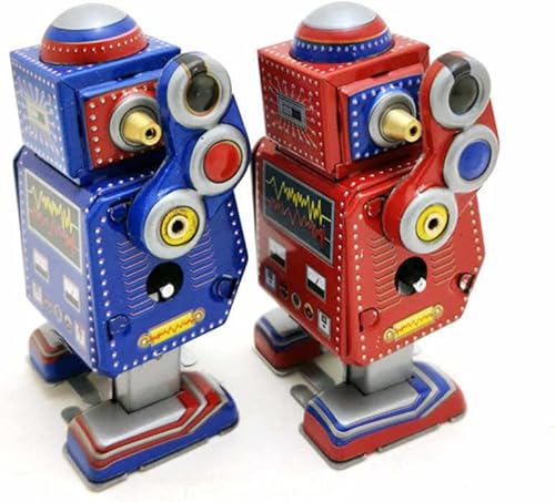 Miniatura 4 de Charmgle Mini Retro Estaño Robot Modelo Máquina Wind-Up Caminar Juguete Adulto Colección Decoración del Hogar Azul