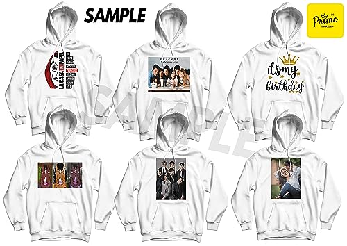 Image of Unisex Customized White 100% Cotton Hoodie - Personalized Text or Design