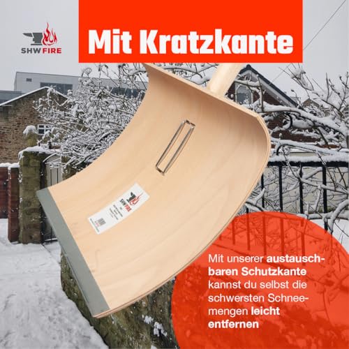 SHW-FIRE | Schneeschieber mit 50cm Schaufel und 150 cm Ovalstiel, Schaufel mit 5-Fach verleimtem Sperrholz mit Aluminium-Schutzkante Premium Schneeschaufel mit Buchenholzstiel | Made in Germany – Bild 5