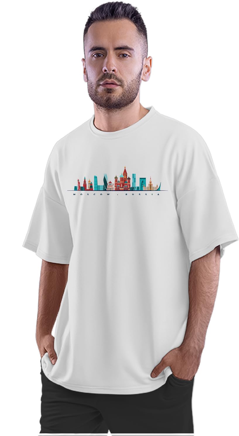 HeybrohOversized T-Shirt Moscow Skyline Men's Women's Unisex 100% Cotton