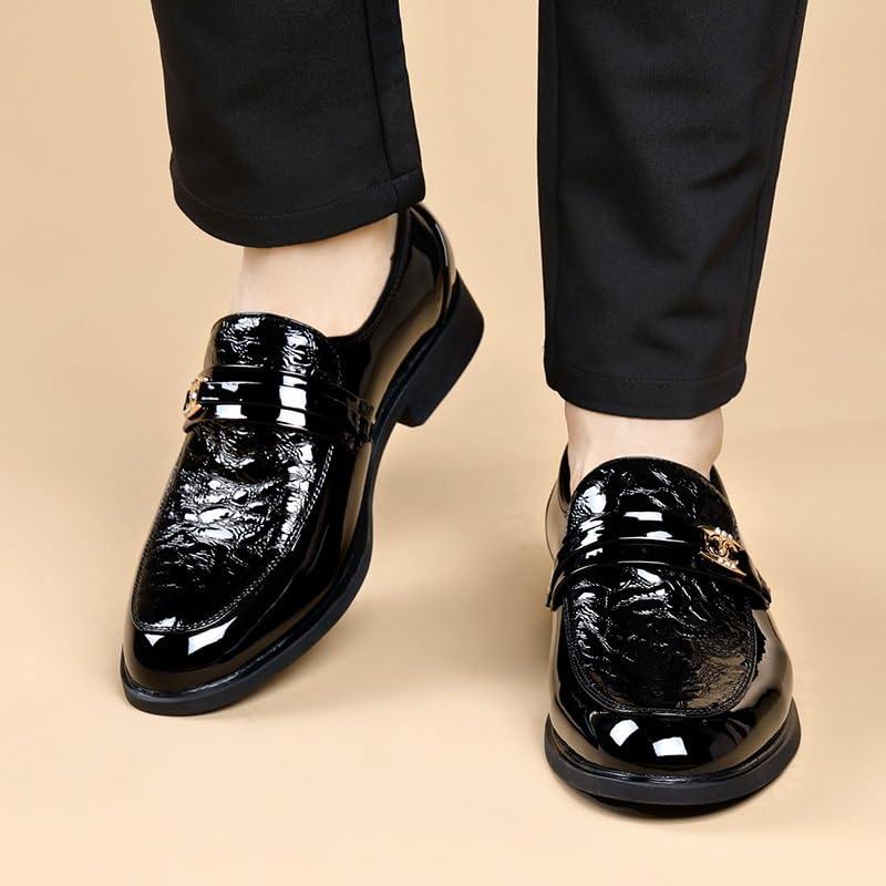 Men's Shiny Patent Leather Dress Shoes Classic Slip On Formal Business Pointed Toe Derbys Shoes for Men2