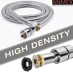 ANMEX 1mtr Stainless Steel Flexible Health Faucet Shower Tube Pipe (Silver)