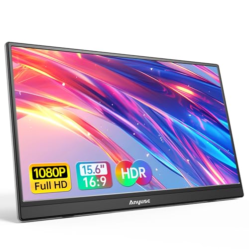 15.6 1080P Ultra-Slim Portable Monitor with Kickstand for Laptops, PCs, Macs, Phones, PS, Xbox, and Switch