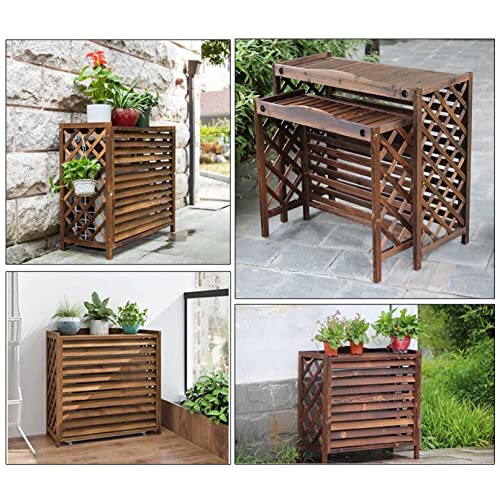 Support de fleurs en bois pour masquer un climatiseur extérieur - 7