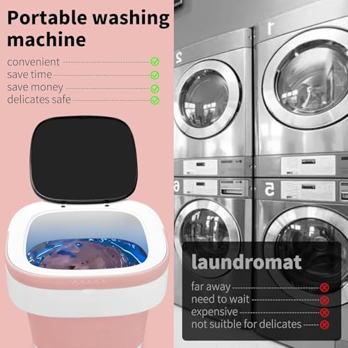 Image of Portable Washing Machine, 16L Foldable Washer and Dryer with 3 Modes Deep Cleaning, Upgraded Small Collapsible Laundry for Travel, Apartment, Home, camping - Pink