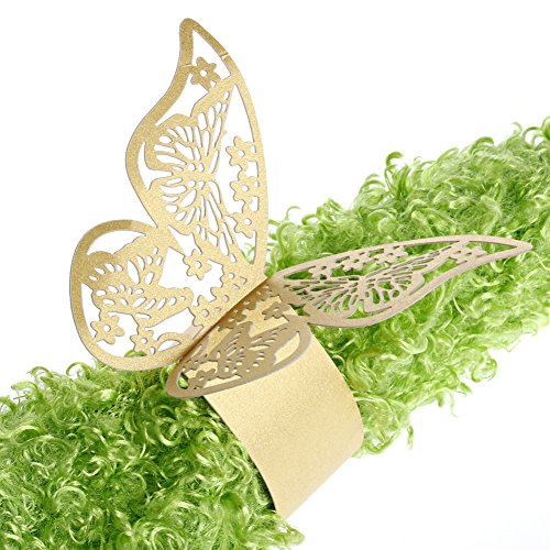 kangnice 50 mariposa anillo de servilleta servilleta titular boda banquete cena decoración de comedor
