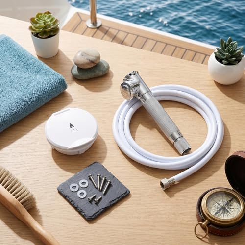 Ducha para barcos Akozon de acero inoxidable premium con manguera y botón 2