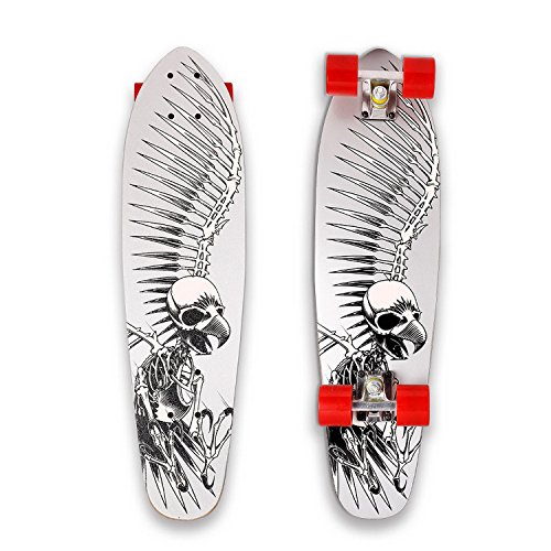 AMDirect Skateboard Monopatín 71CM de Madera 4 Ruedas de PU con Figura de Esqueleto Multicolores Rodamientos ABEC-7 (Tipo 7)