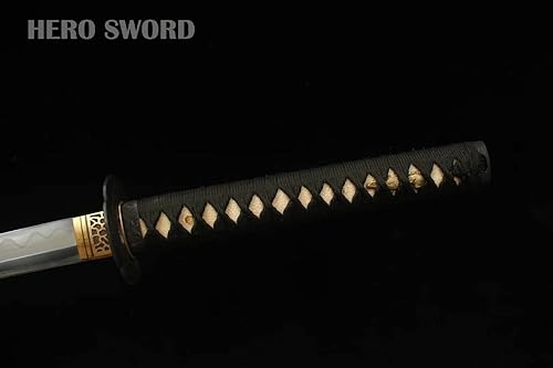 Miniatura 7 de HERO SWORD Avanzada arcilla de pulido templado de acero plegado Katana de grúa inmortal tema samurai espada completa espiga maquinilla de afeitar