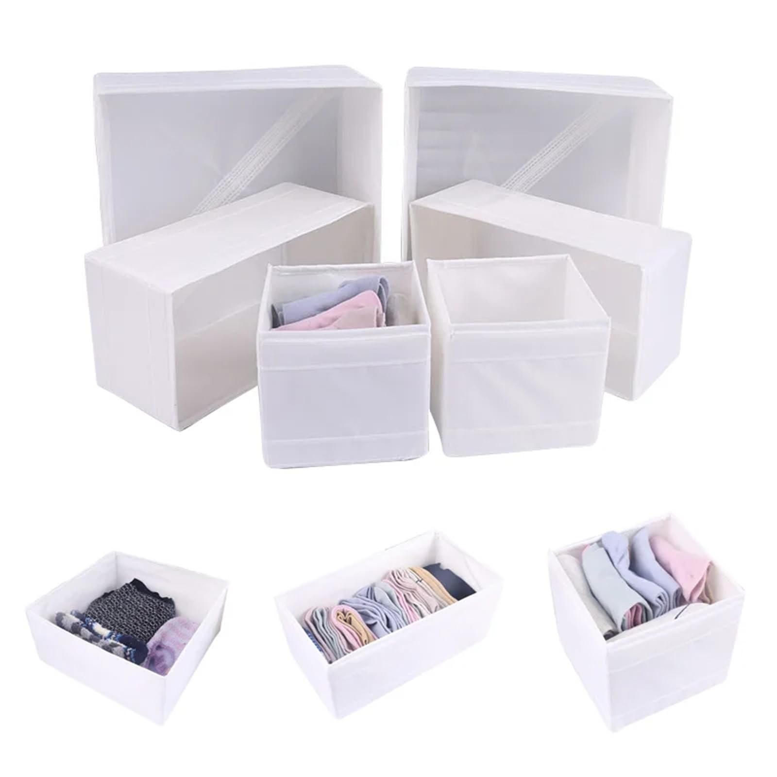 Organizador Armario Compartimento organizador de ropa, caja almacenamiento plegable, for el hogar(6pcs set white)