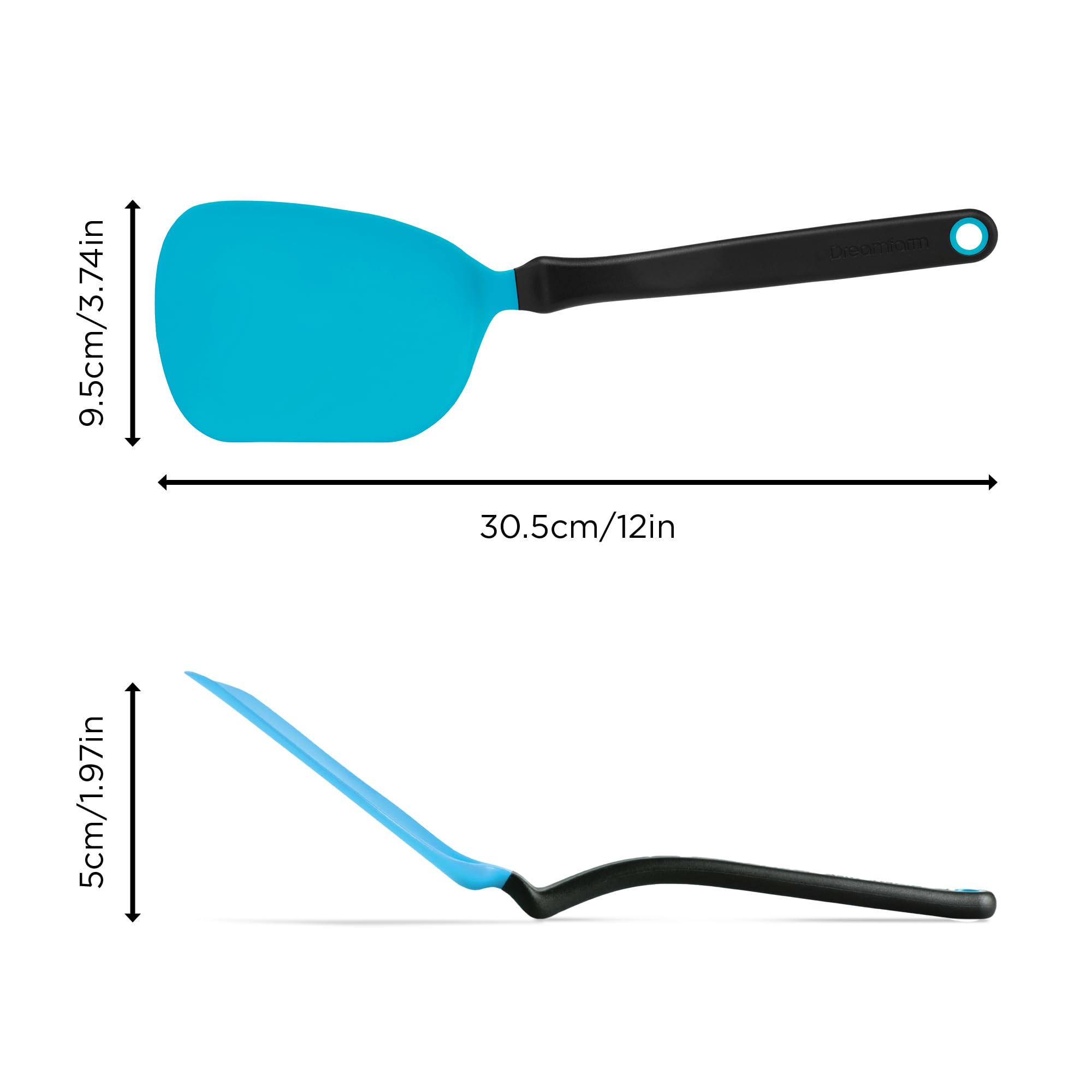 Chopula - Espátula antiadherente, súper flexible, con borde plano fuerte para separar alimentos, 12 pulgadas, color azul 2