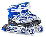 Inlineskates sind mit einer robusten Alu-Kufe, Gummirädern mit den Maßen S = 70 mm und hochwertigen ABEC-7 Lagern ausgestattet