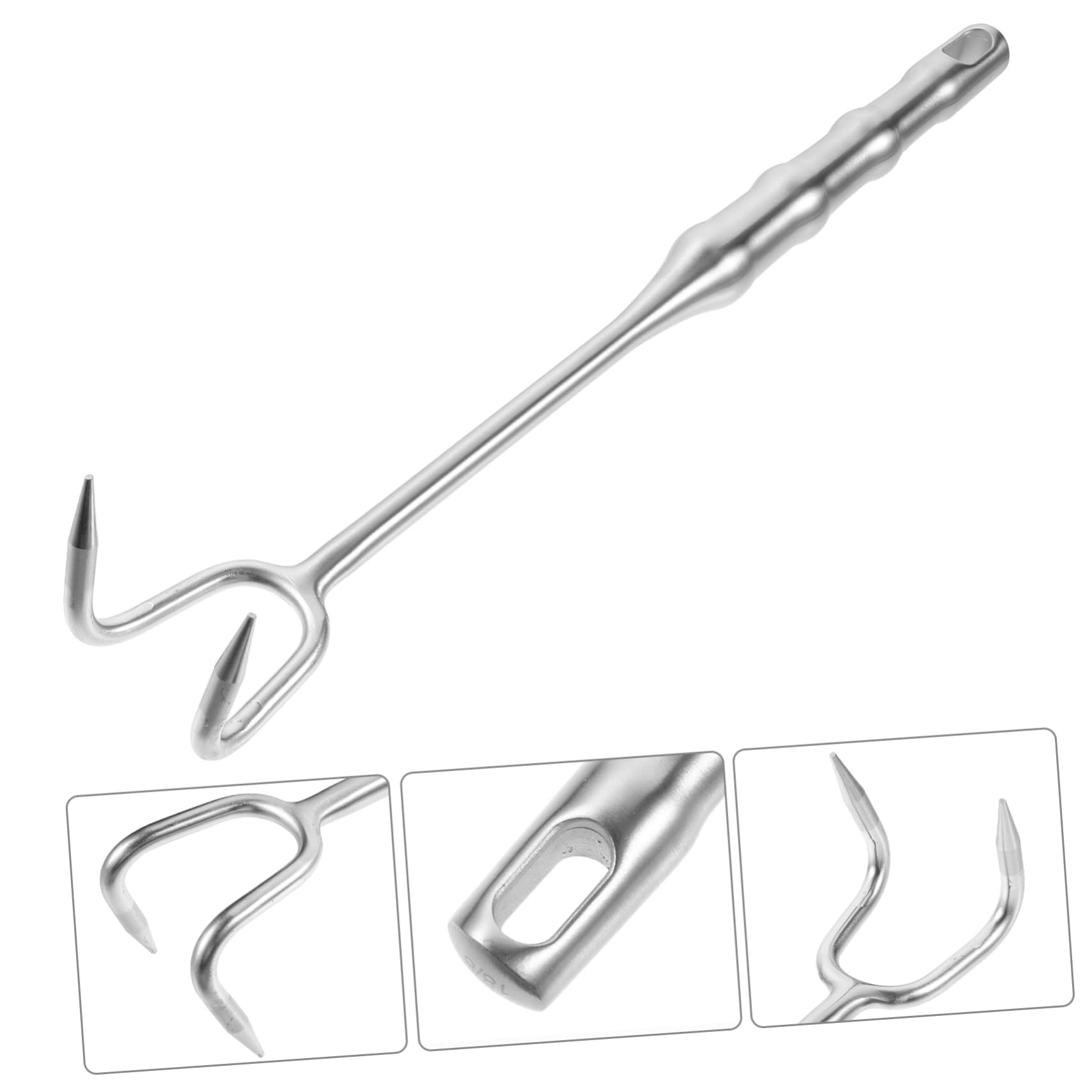 Unomor Handle Meat Hook 304 Stainless Steel Bbq Meat Flipper Sturdy Meat Turner Hook for Kitchen Bbq and Outdoor Activities