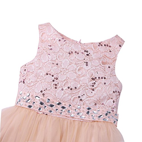 iiniim Sequined Lace Bodice Flower Girl Dress Wedding Bridesmaid Formal Party Prom Ball Gown with Rhinestone Belt3