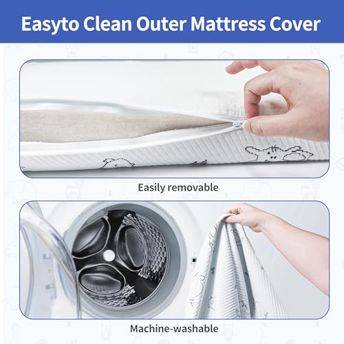 Image of Pack and Play Mattress, 38 inchx26 inch Breathable Pack N Play Mattresses Pad with Removable Ultra-Soft Cover, Portable Soft & Firm Memory Foam Playpen Mattress for Pack n Play