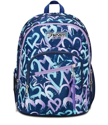 Seven Zaino Scuola Adavanced Detach, Viola Blu, Crystal Purple, Doppio Scomparto Con Tasca Staccabile Uso Zainetto, Tasca Porta PC, Tasca Porta Borraccia, Zaino Medie e Superiori, Bambina Ragazza