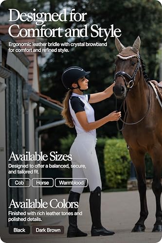 Foto von Horze Pferde Trense Clermont anatomisch, Trensenzaum für Warmblut und Vollblut, Schwarz, F