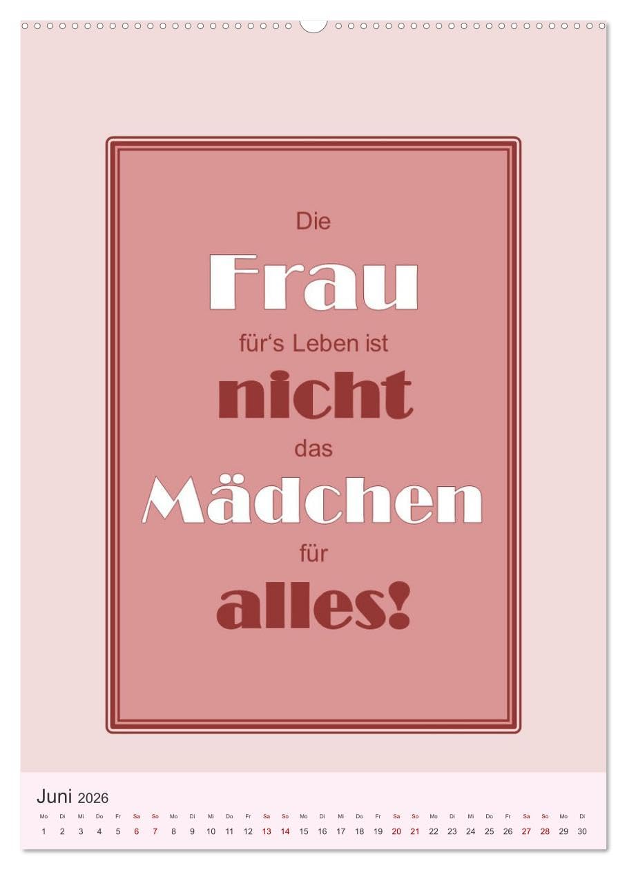 Was Mann über Frau wissen sollte und umgekehrt ... (hochwertiger Premium Wandkalender 2026 DIN A2 hoch), Kunstdruck in Hochglanz: Zitate und Sprüche in einem TYPO-Kalender ... (CALVENDO Menschen)