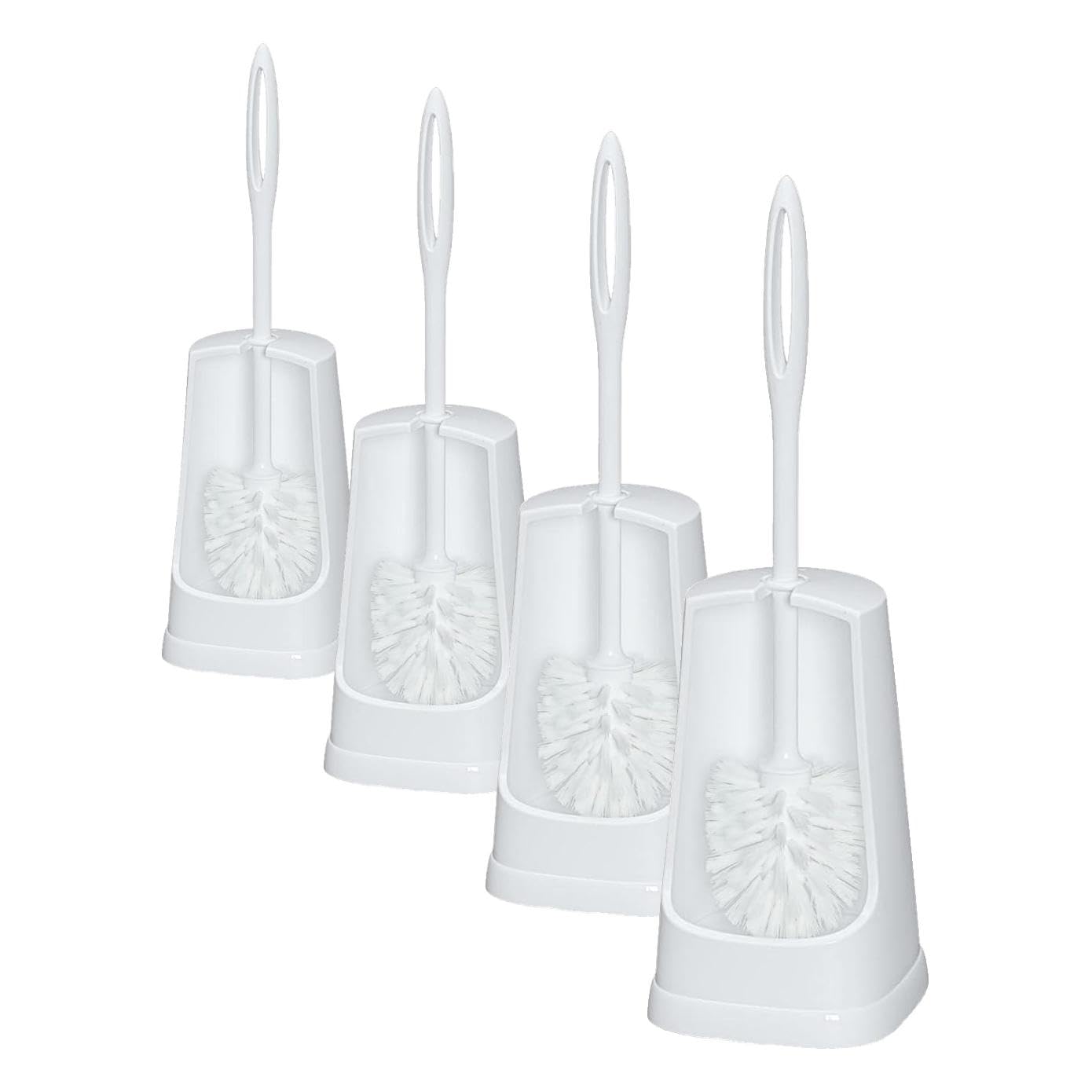 WENKO 19607100 Portascopino per WC Simple bianco, Materiale plastico, 12 x 40.5 x 12 cm, Bianco (Confezione da 4)