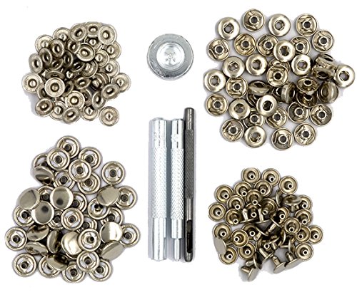 CrazyEve Leathercraft Silver Copper Press Studs Snap Fasteners Poppers Sewing Clothing Craft Snaps Button 40 pcs with Install Tool (633(12.5mm))