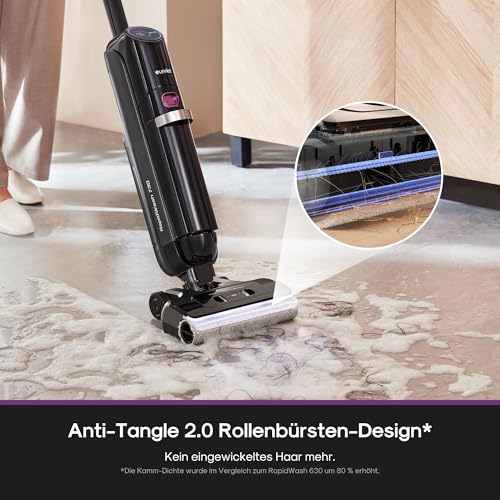 Eureka RapidWash NEW730 Nass Trockensauger, 21.600Pa Saugwischer, 85 °C Bürstenpflege, 5 Min. schnelle Heißlufttrocknung, 170° Neigung, 3-seitige Kantenreinigung, verhedderungsfrei