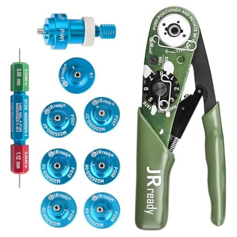 JRready ST2060-AS2G M22520 2 01 Indent Crimper Kit NEW-AS2G 615717 Aviation Crimp Tool and 7 Positioner and G125 Gauge for Solid Barrel Contact of Miniature Connector in Electronic Systems 20 32awg Cover