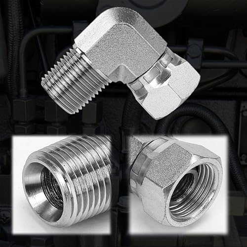 Image of 1501-08-08 Hydraulic Fitting 1 /2 inch Male (1 /2-14 NPTF) x 1 /2 inch Female (1 /2-14 NPSM) Swivel 90 Elbow SAE Pipe Joints Connector Carbon Steel Hose Adapter
