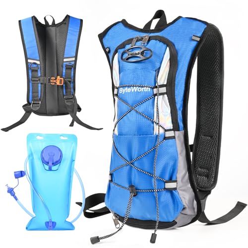 ByteWorth 16L Hydration Backpack wtih 2L Leakproof Bladder & Emergency Whistle Ultralight Cycling Running & Camping Backpack for Outdoor Adventures (Men & Women) 2025 Upgrade