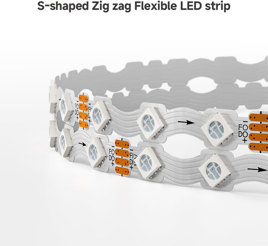 BTF-LIGHTING WS2815 Taśma LED w kształcie litery S Zig Zag 5m 300 LED/pikseli RGB