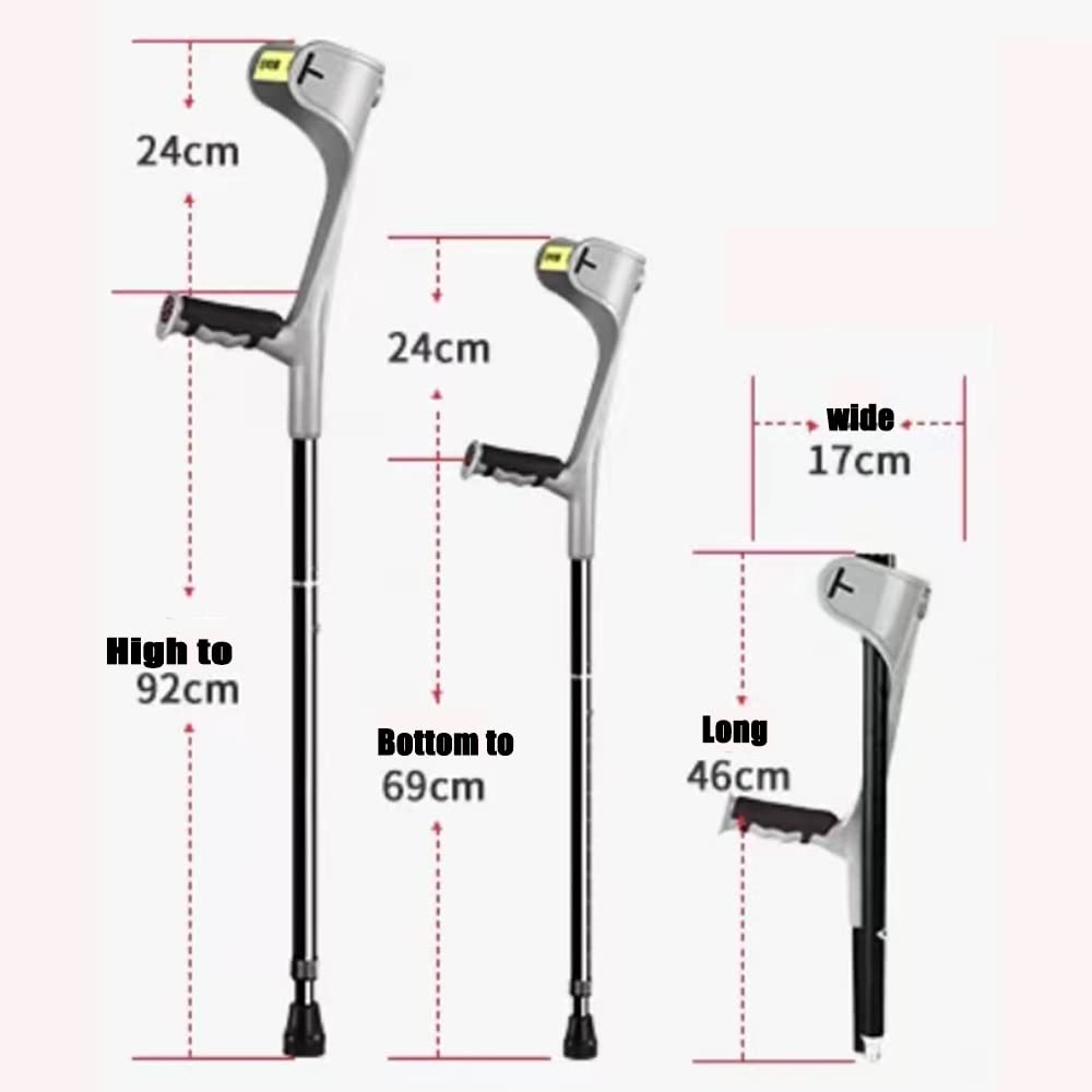 Muletas De Codo ​Plegables Ergonómicos，Ortopédicas Muletas para Adulto, Regulable Muletas De Antebrazo con Manguitos, Caña para Marcha para Unisex (Color : Black)