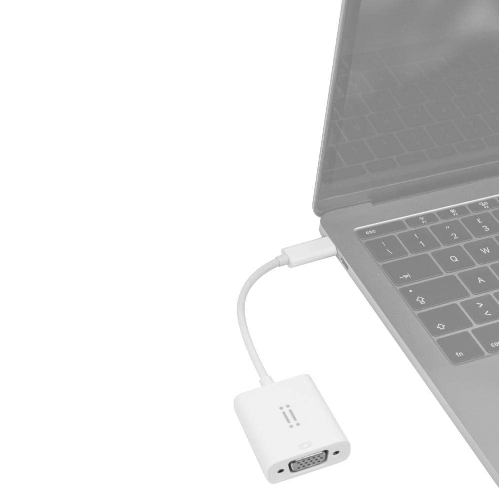 aiino - Adaptador USB-C A VGA - Longitud 15 cm, Compatible con MacBook, conexión con Dispositivos externos: TV, Monitor VGA, proyector - Blanco