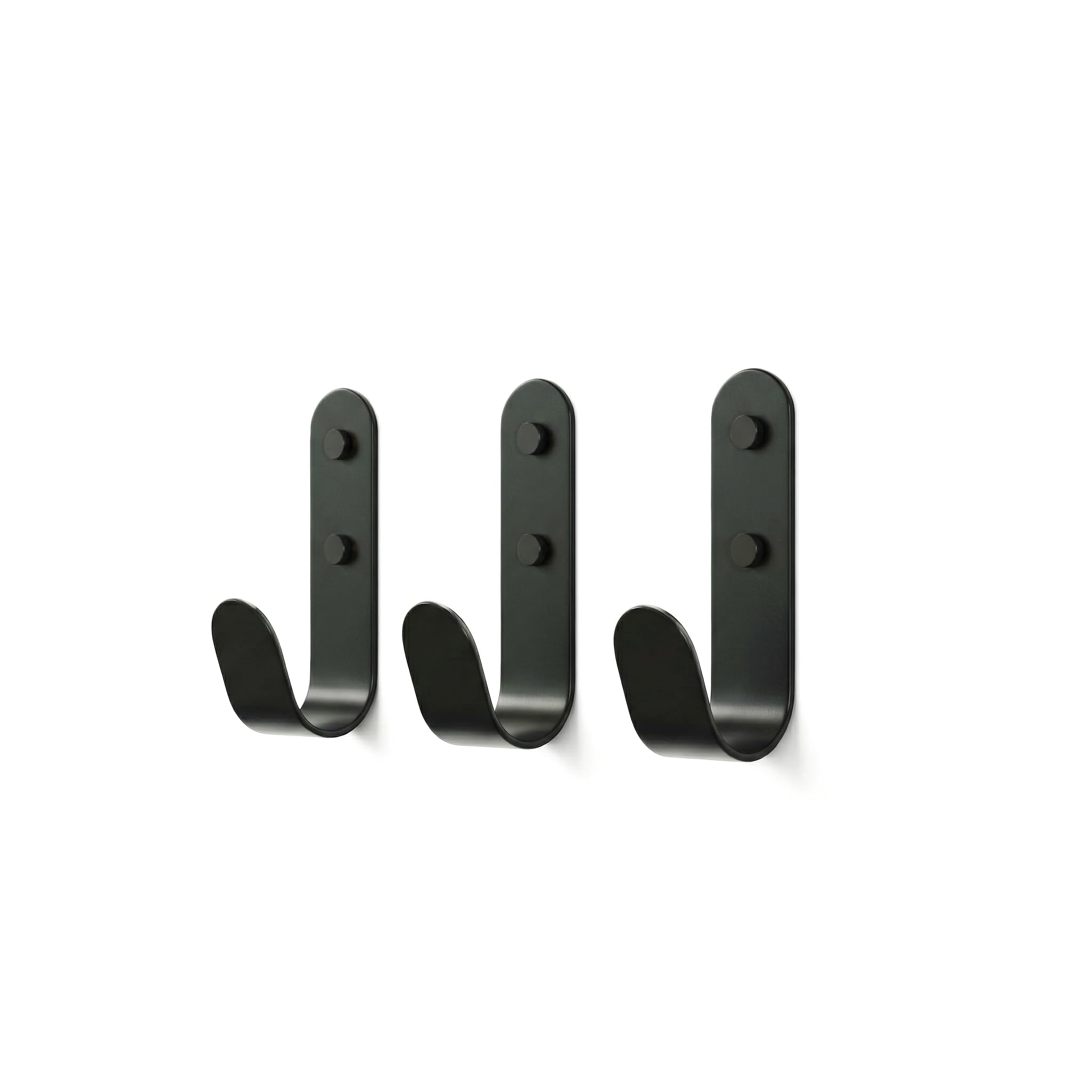 The Hairpin Leg Co. [HLC Metal J Wall Hook. Chunky Modern Playful Coat Hook - [Black, 3 Pack]